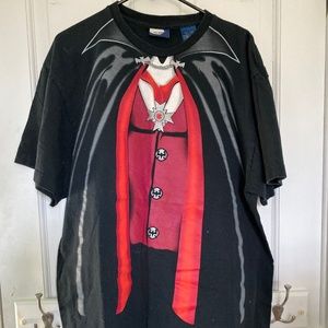 Count Dracula Vampire Bat Black Shirt Men's Large